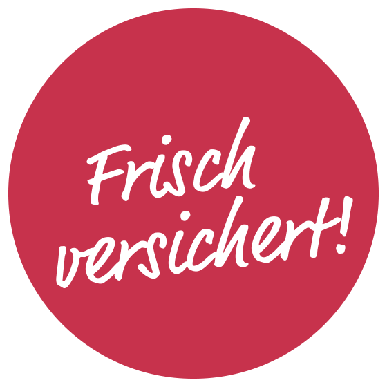 Frisch versichert Button Frisch versichert