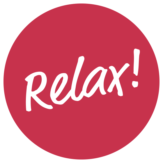 Button mit Inschrift Relax