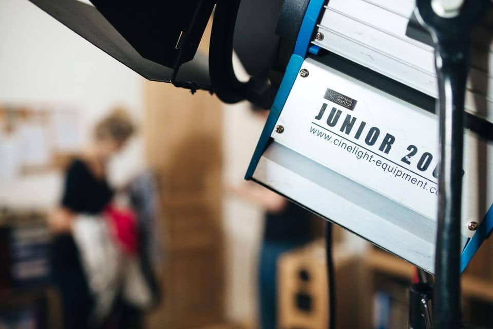 Filmklappe bei einem Dreh