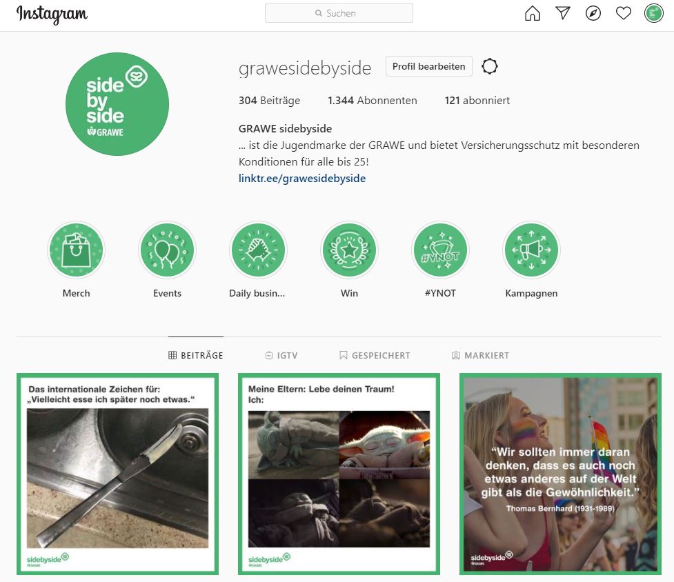 GRAWE sidebyside Screenshot Instagram
